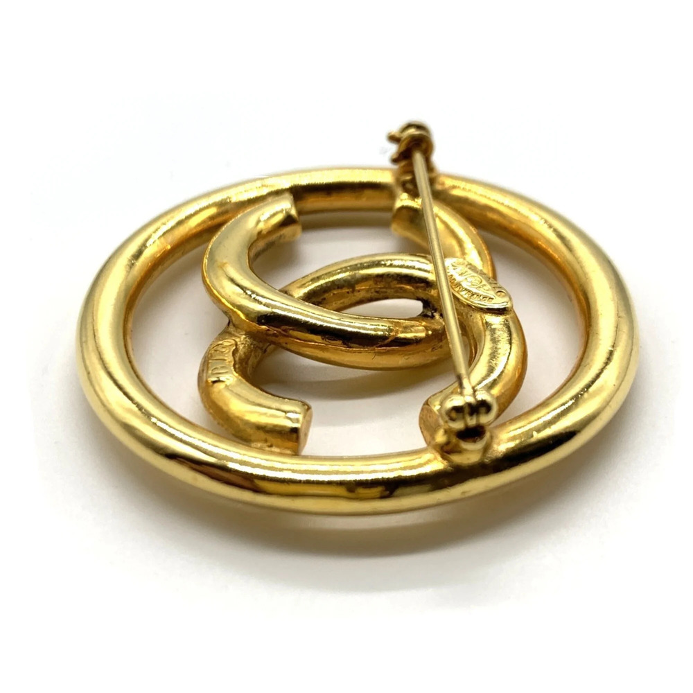 CHANEL Authentic Gold Logo Brooch - Picture 4 of 6
